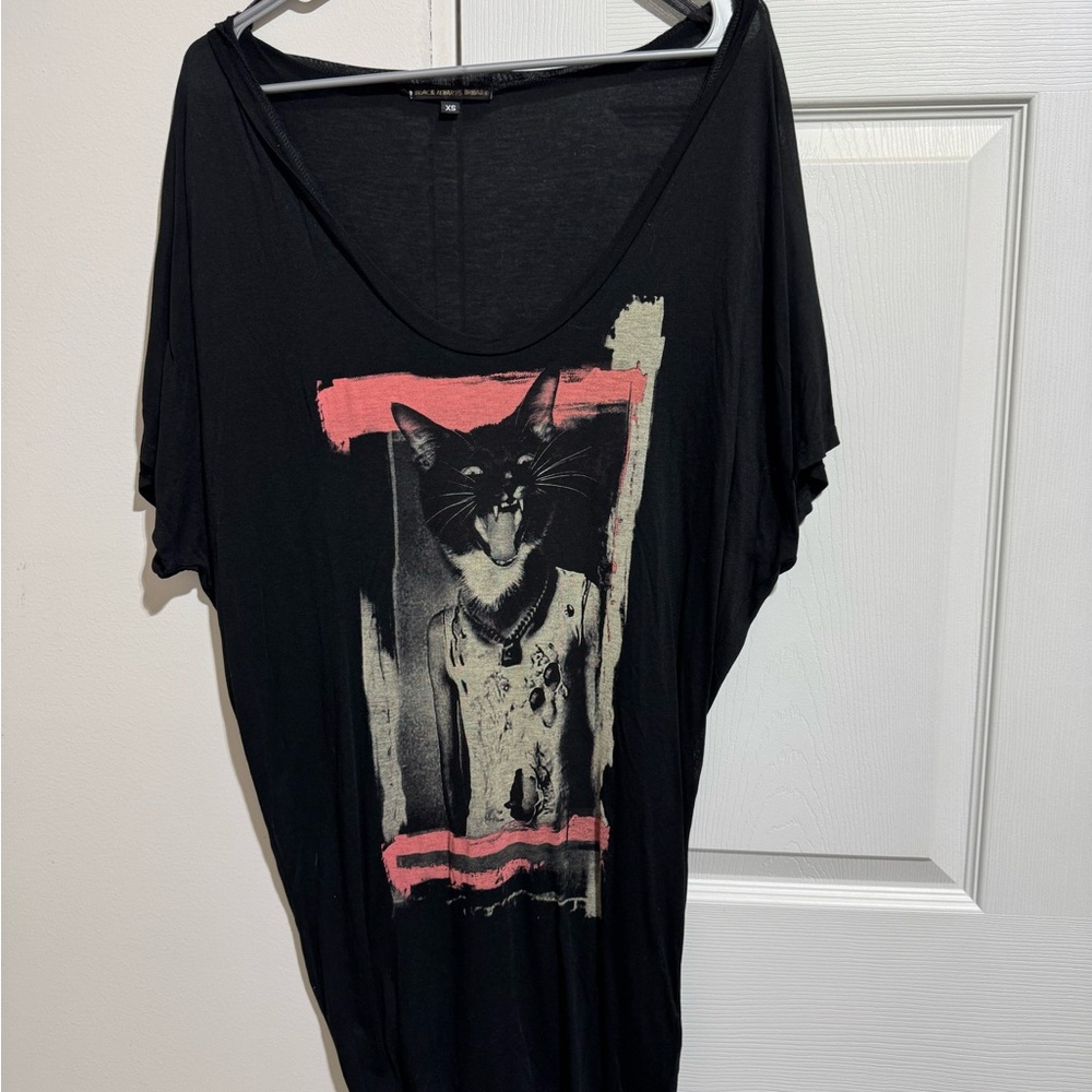 New Black Hearts Brigade Women’s Black Graphic Maxi Dress Tee Small